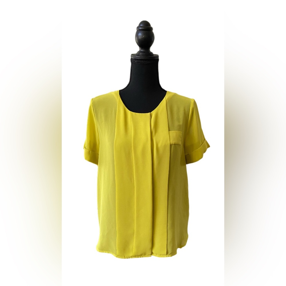 W118 by Walter Baker: Yellow Pleated Relaxed Blouse with Cuff Sleeves